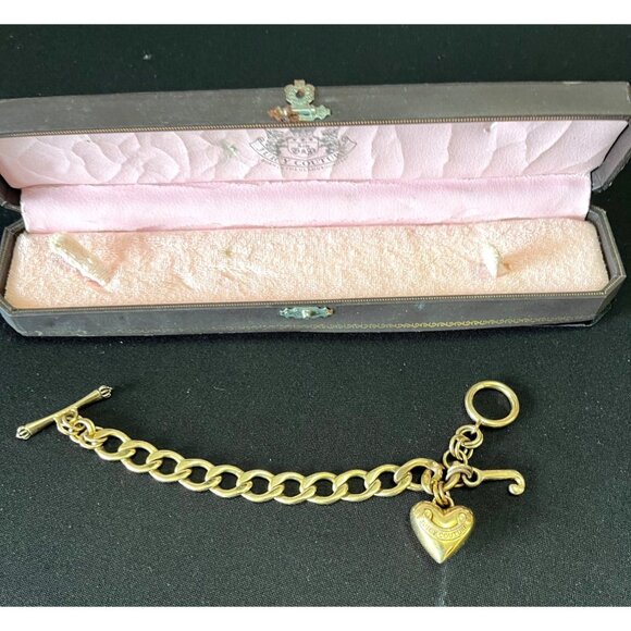 Juicy Couture Gold-Tone Heart Charm Bracelet With Box - Picture 1 of 7